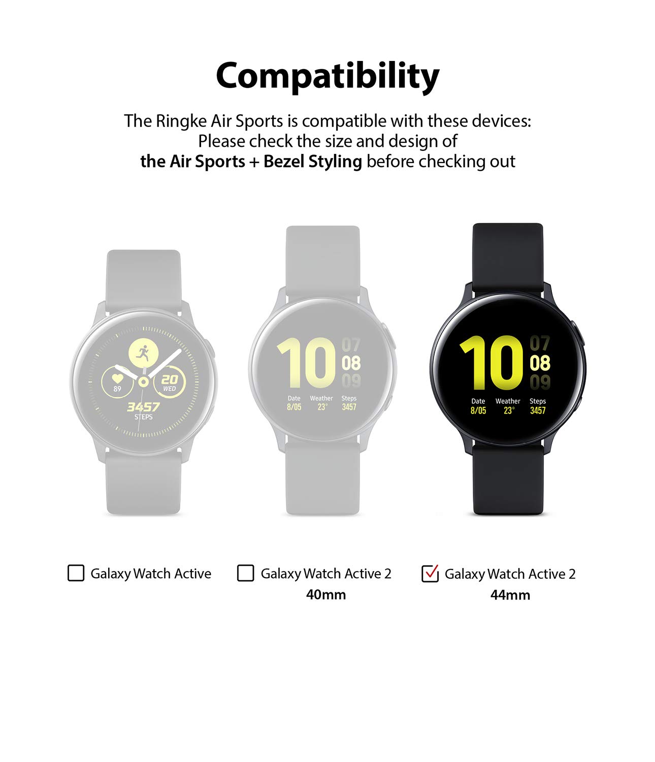 Ringke Air Sports + Bezel Styling Combo Case Designed for Galaxy Watch Active 2 44mm - 30-Black - Image 4