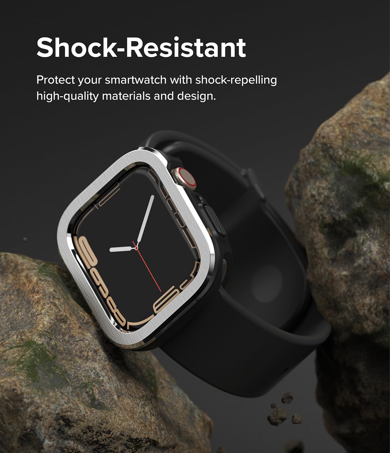 Ringke Air Sports + Bezel Styling for Apple Watch Series 9, 8, 7 (45 mm), SE 3, 2, 1 (44 mm) Case, TPU Cover with Stainless Steel Frame - Black / 30 - Image 4