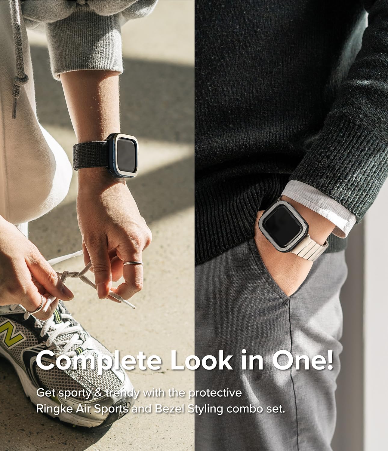 Ringke Air Sports + Bezel Styling for Apple Watch Series 9, 8, 7 (45 mm), SE 3, 2, 1 (44 mm) Case, TPU Cover with Stainless Steel Frame - Black / 30 - Image 5