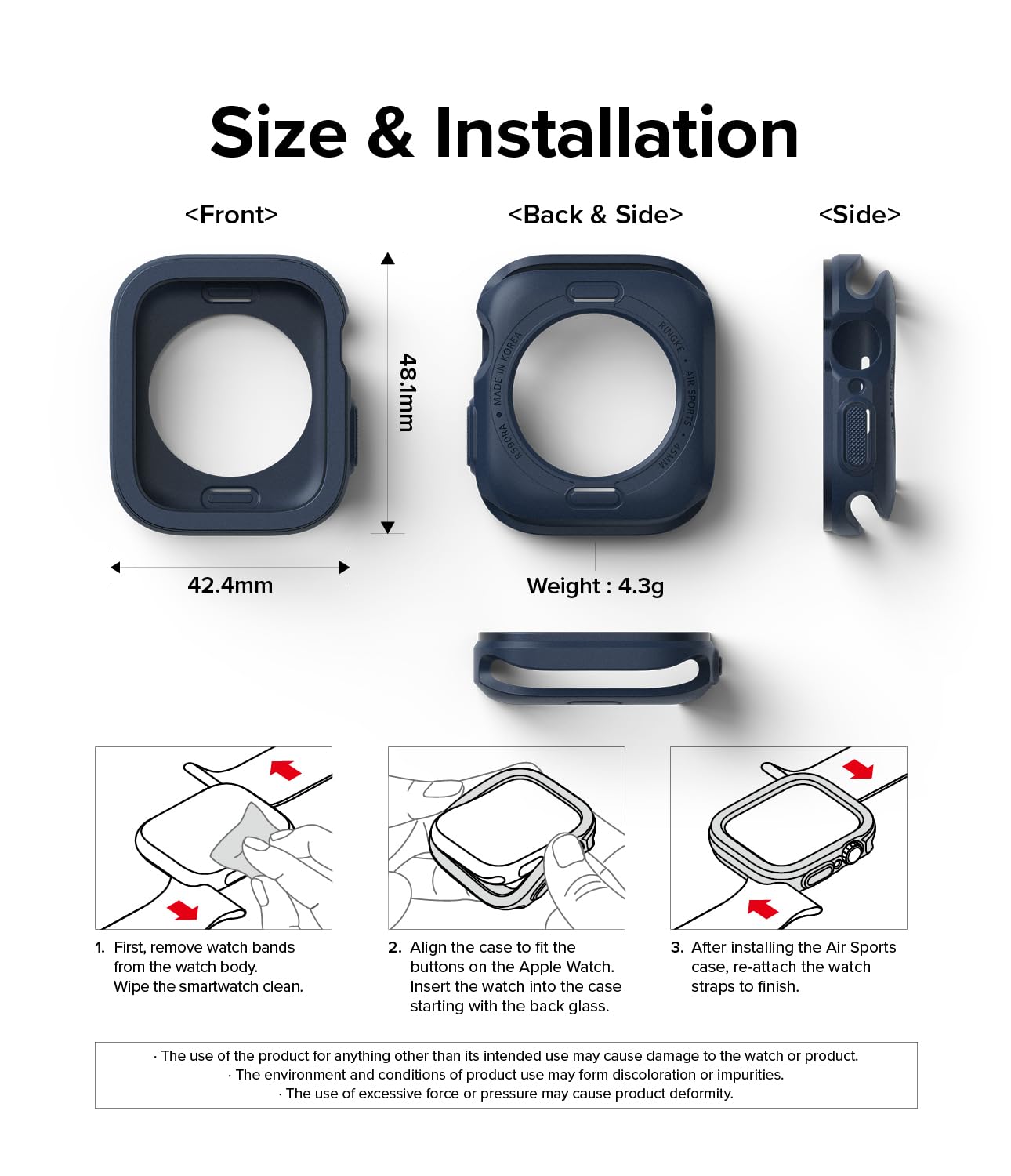 Ringke Air Sports [Tailored Cutouts] Compatible with Apple Watch Series 9, 8, 7 (45mm), SE (44mm) Case, Soft Flexible Lightweight Slim TPU Cover for Women, Men - Navy - Image 8