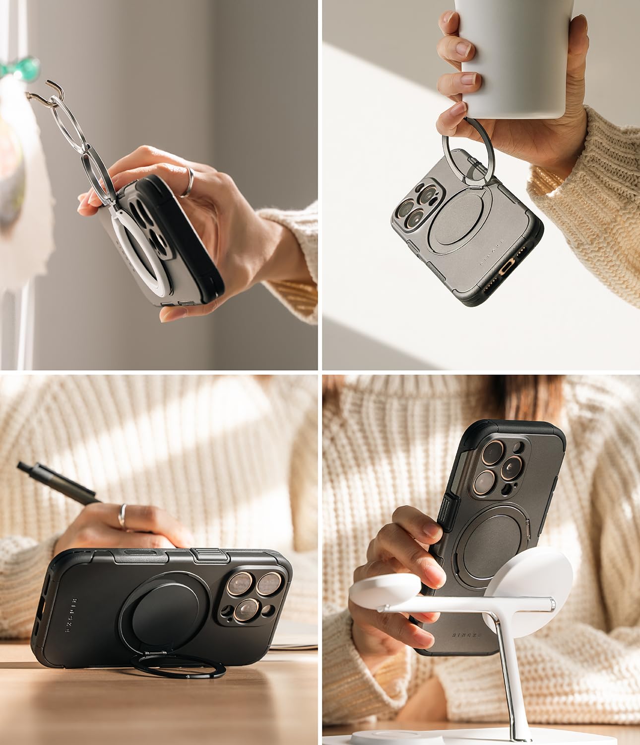 Ringke Alles [Compatible with MagSafe] Designed for iPhone 16 Pro Case, Shockproof Cover with 360° Rotating Kickstand, Powerful Magnet Camera Control Capture Button - Black - Image 9