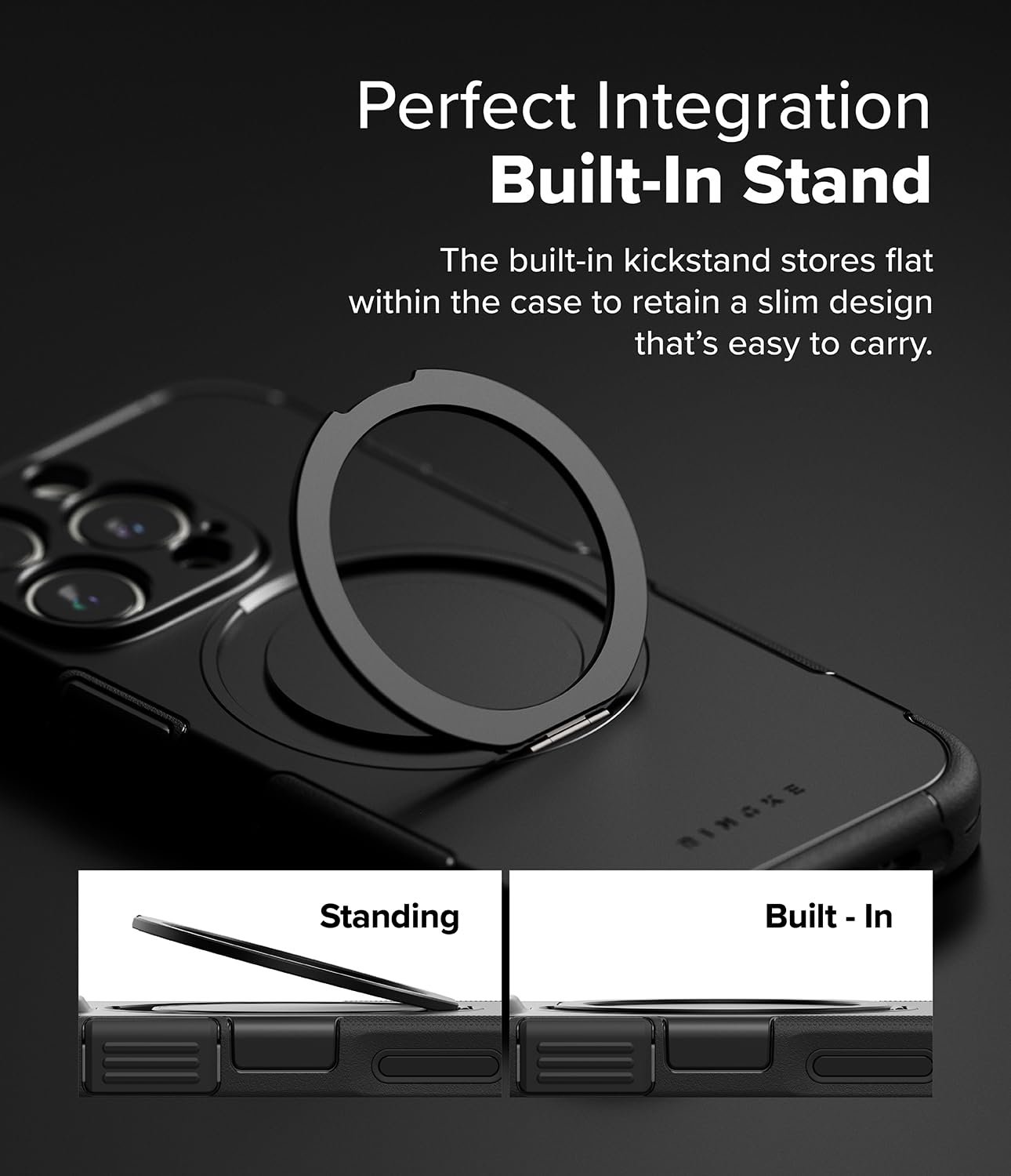Ringke Alles [Compatible with MagSafe] Designed for iPhone 16 Pro Case, Shockproof Cover with 360° Rotating Kickstand, Powerful Magnet Camera Control Capture Button - Black - Image 5