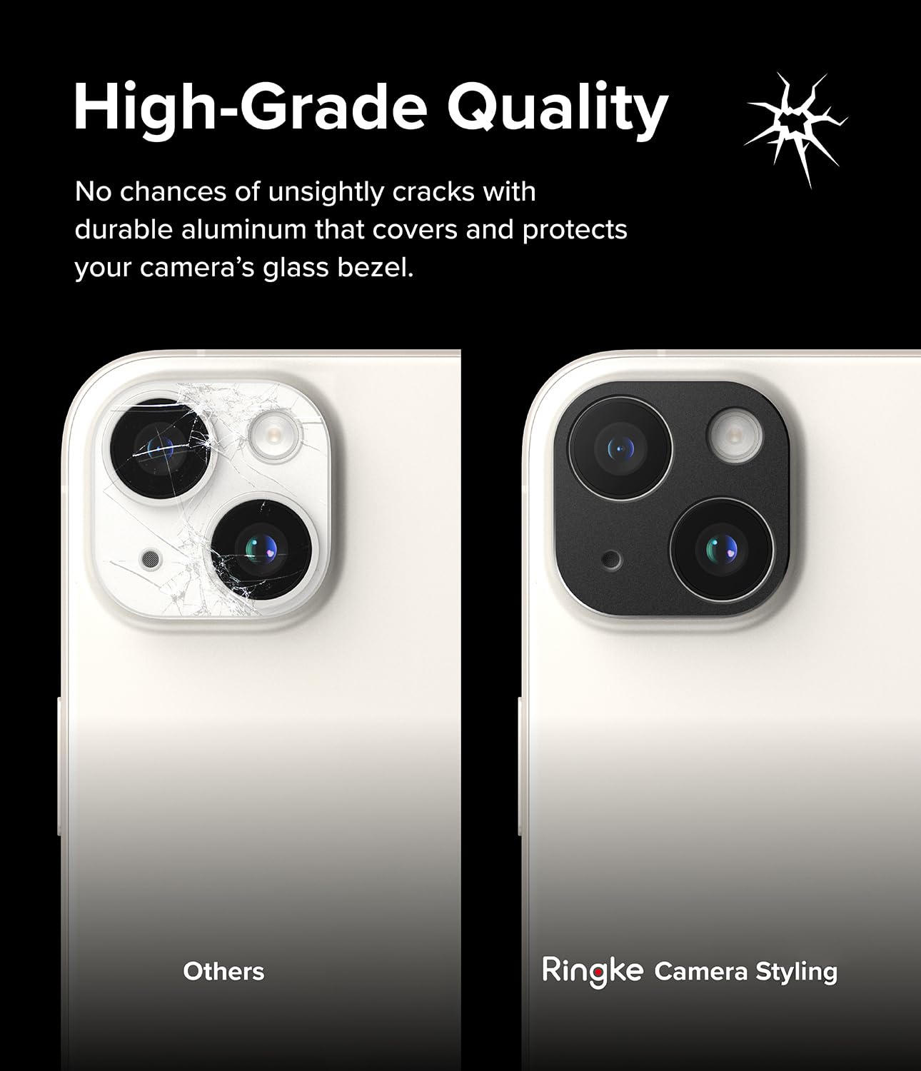 Ringke Camera Styling [Make the Phone Look Better] Compatible with iPhone 15 Camera Lens Protector and iPhone 15 Plus Camera Lens Protector, Protective Stylish Aluminum Frame - Black - Image 4