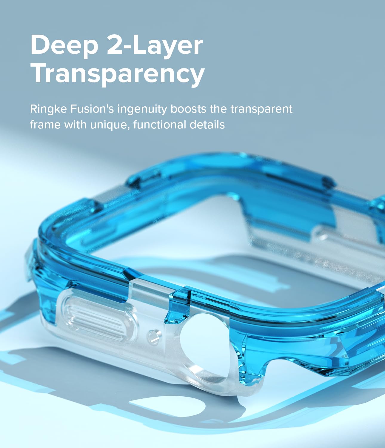 Ringke Fusion Bumper for Apple Watch Series 9, 8, 7 (45 mm), SE 3, 2, 1 (44 mm) Case, Dual Layer Protective Cover - Neon Blue - Image 3