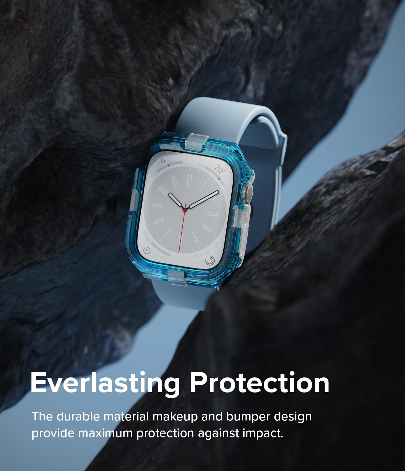 Ringke Fusion Bumper for Apple Watch Series 9, 8, 7 (45 mm), SE 3, 2, 1 (44 mm) Case, Dual Layer Protective Cover - Neon Blue - Image 4