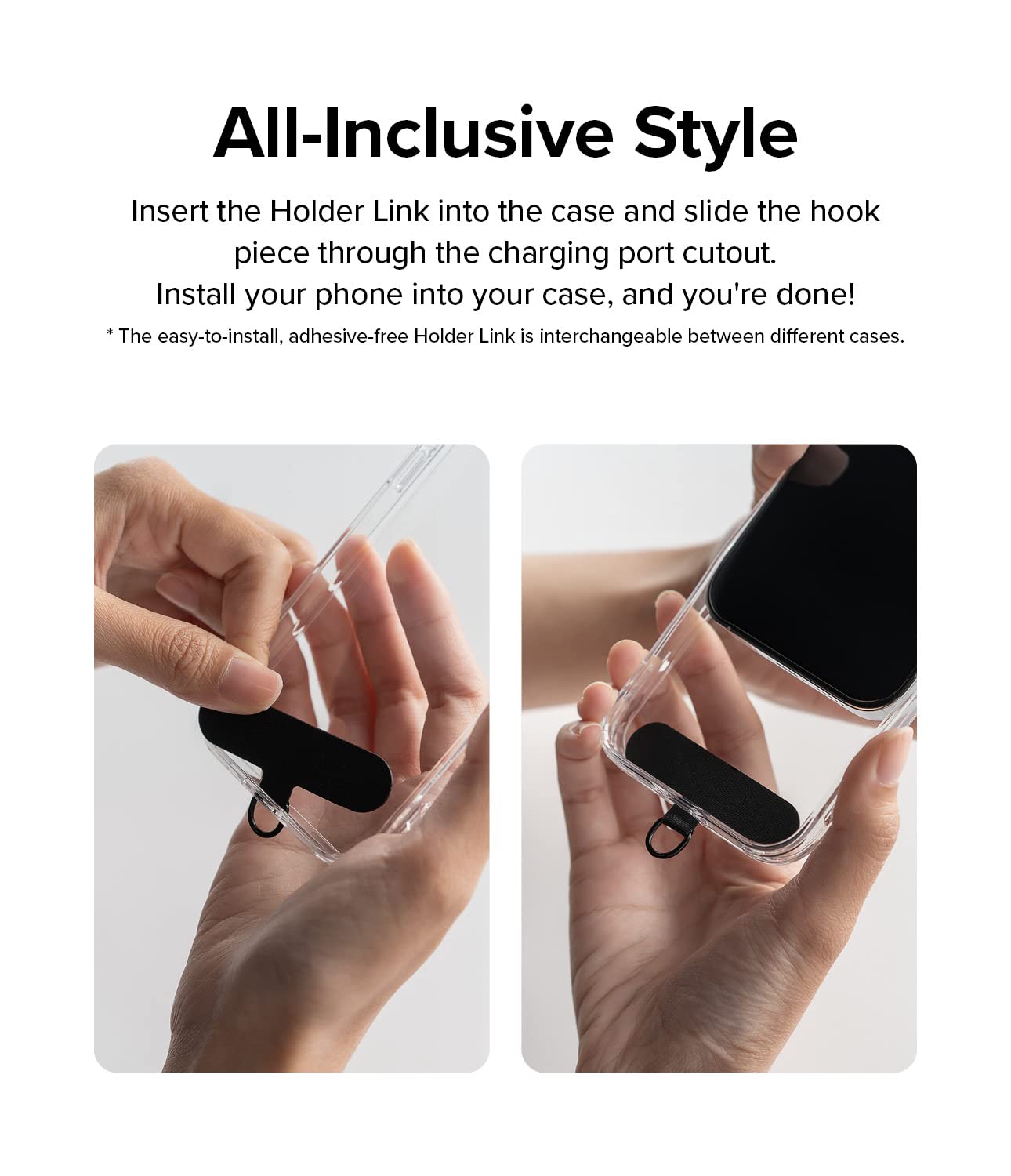 Ringke Holder Link Black Adjustable Crossbody Neck Strap, Universal Multifunctional Lanyard Patch for Most Smartphones - Image 5