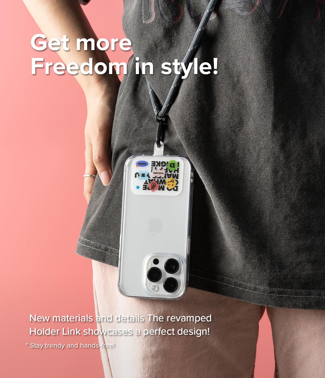 Ringke Holder Link Blue Label Adjustable Crossbody Neck Strap, Universal Multifunctional Lanyard Patch for Most Smartphones - Image 3