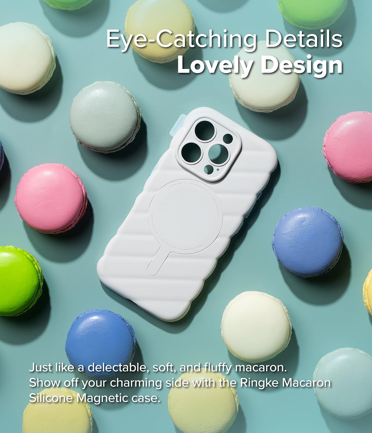 Ringke Macaron Silicone Magnetic [Compatible with MagSafe] Designed for iPhone 16 Pro Case, Soft Durable Liquid Silicone Shockproof Cover with Anti-Scratch Microfiber Lining - White - Image 3