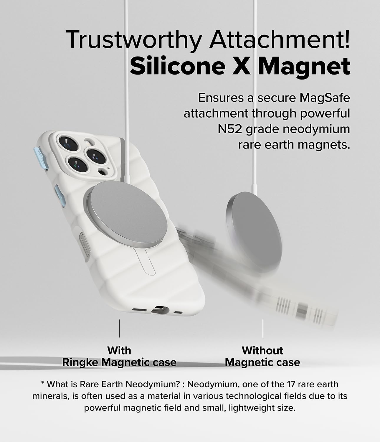 Ringke Macaron Silicone Magnetic [Compatible with MagSafe] Designed for iPhone 16 Pro Case, Soft Durable Liquid Silicone Shockproof Cover with Anti-Scratch Microfiber Lining - White - Image 5