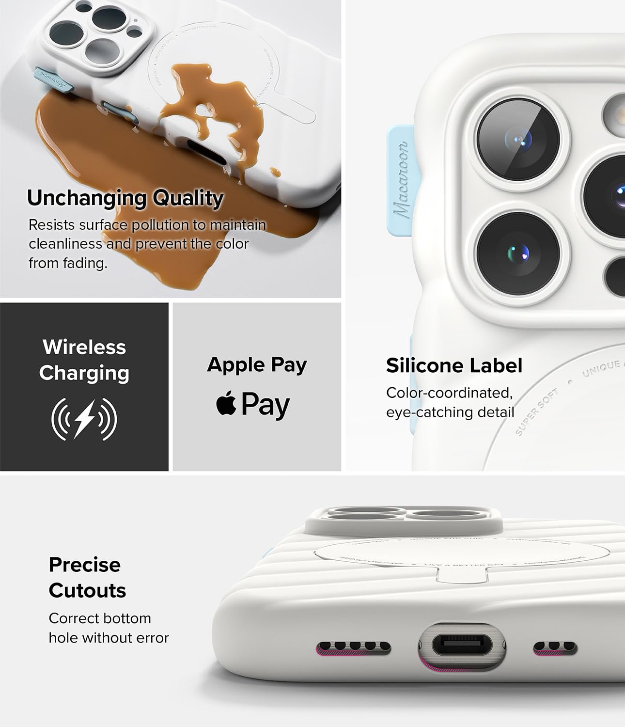 Ringke Macaron Silicone Magnetic [Compatible with MagSafe] Designed for iPhone 16 Pro Case, Soft Durable Liquid Silicone Shockproof Cover with Anti-Scratch Microfiber Lining - White - Image 7