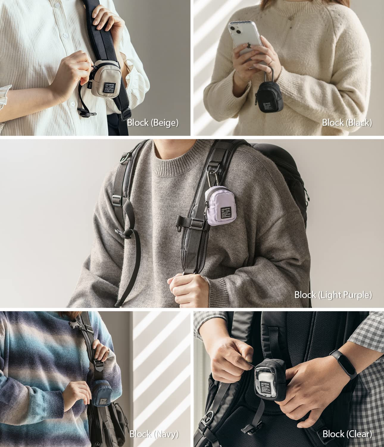 Ringke Mini Pouch Block, Small Bag for Universal Wireless Ear Buds, Durable Waterproof Keychain Backpack Accessories for AirPods Pro 3 & 2 & 1, AirPods 4 & 3 & 2 & 1 Case - Image 5