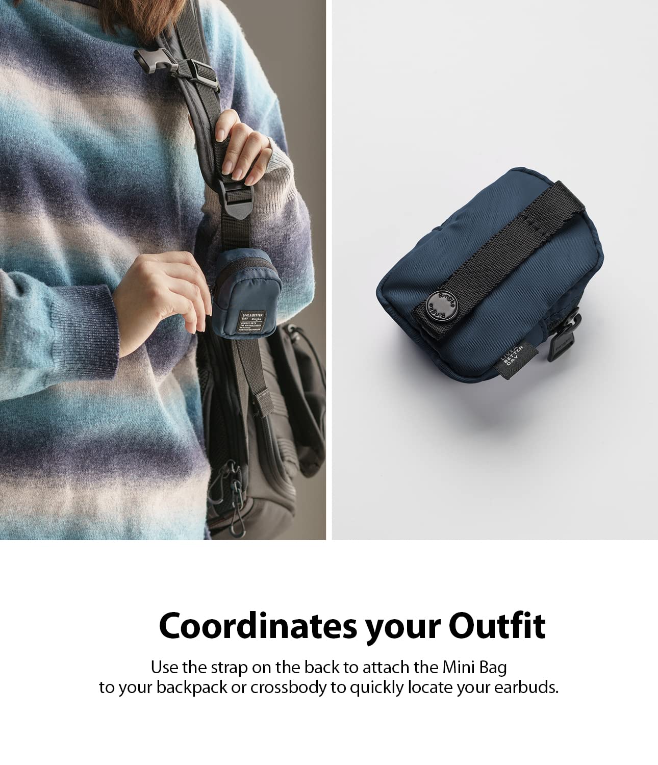 Ringke Mini Pouch Block, Small Bag for Universal Wireless Ear Buds, Durable Waterproof Keychain Backpack Accessories for AirPods Pro 3 & 2 & 1, AirPods 4 & 3 & 2 & 1 Case - Image 8