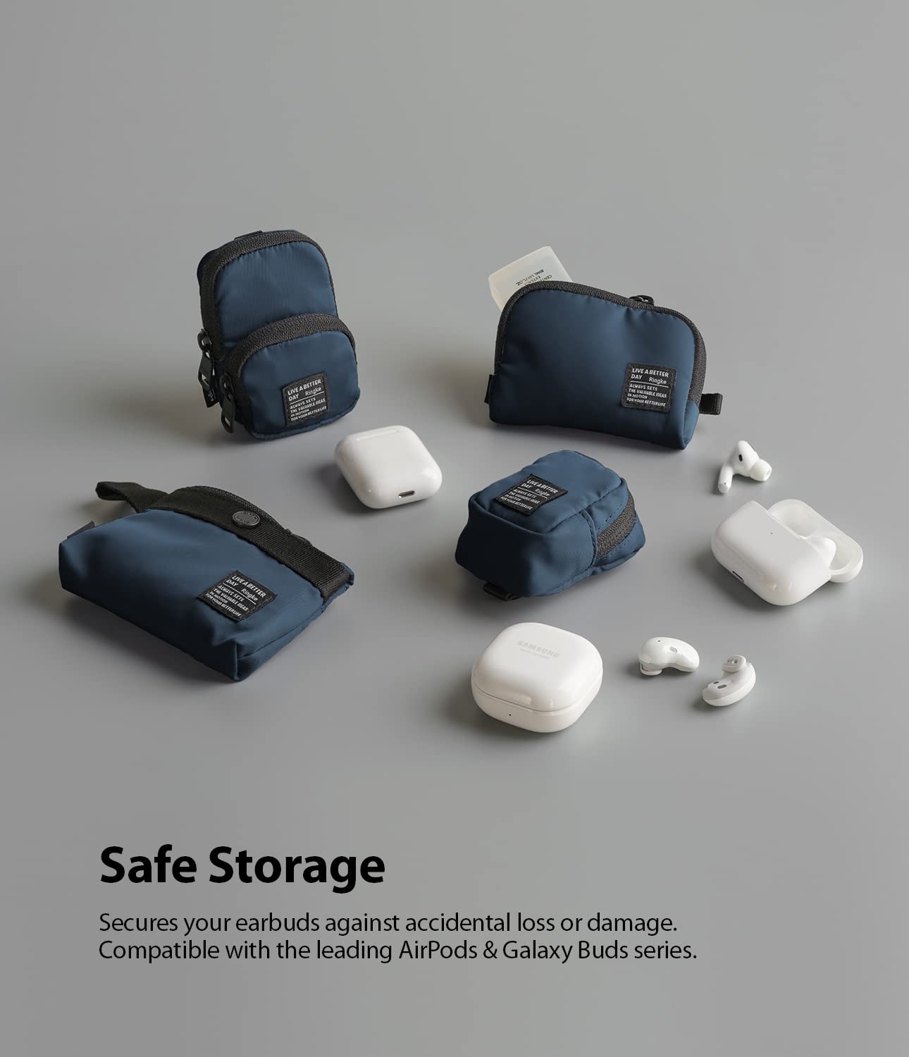 Ringke Mini Pouch Block, Small Bag for Universal Wireless Ear Buds, Durable Waterproof Keychain Backpack Accessories for AirPods Pro 3 & 2 & 1, AirPods 4 & 3 & 2 & 1 Case - Image 9