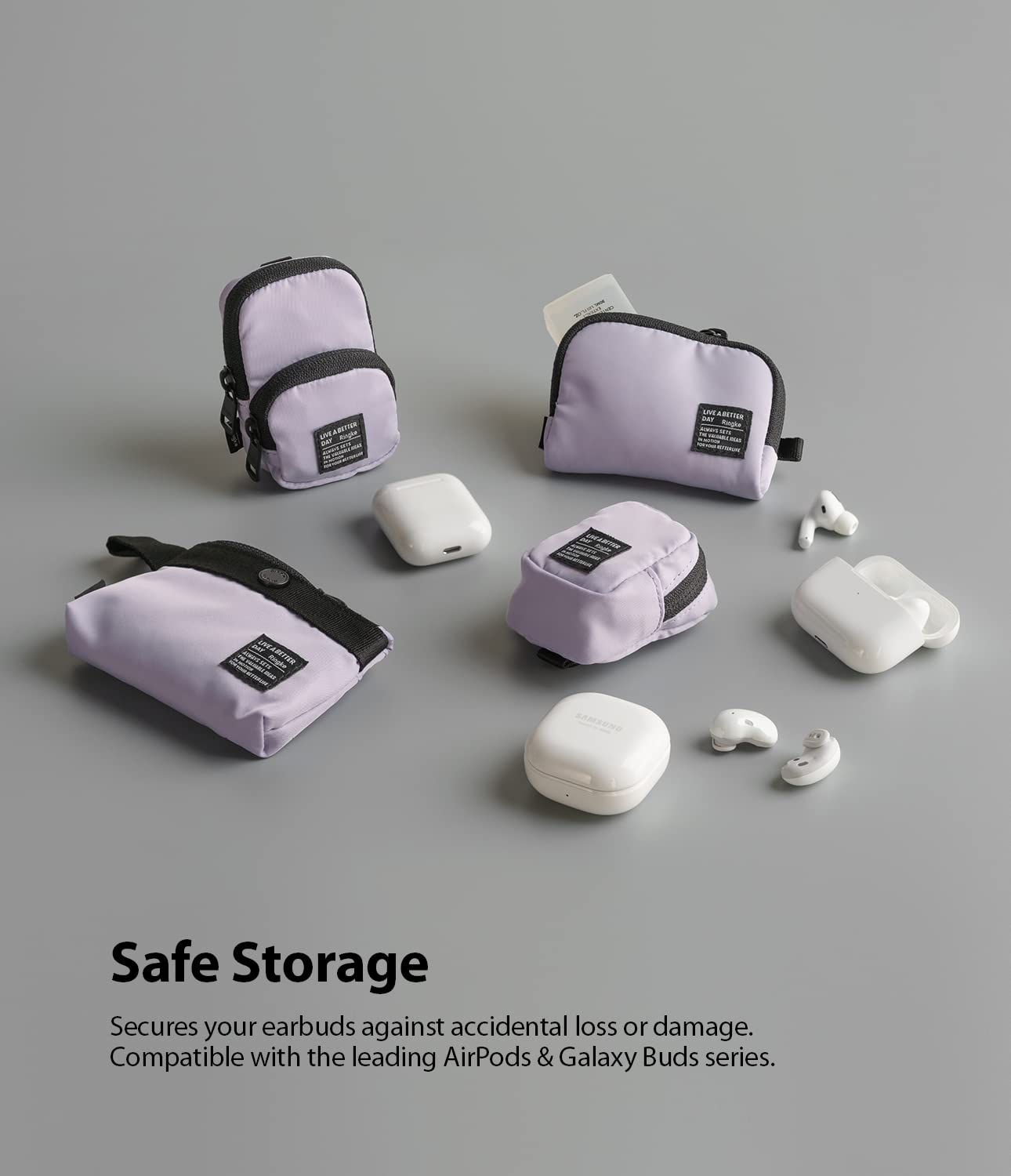 Ringke Mini Pouch Block, Small Bag for Universal Wireless Ear Buds, Durable Waterproof Keychain Backpack Accessories for AirPods Pro 3 & 2 & 1, AirPods 4 & 3 & 2 & 1 Case - Image 9