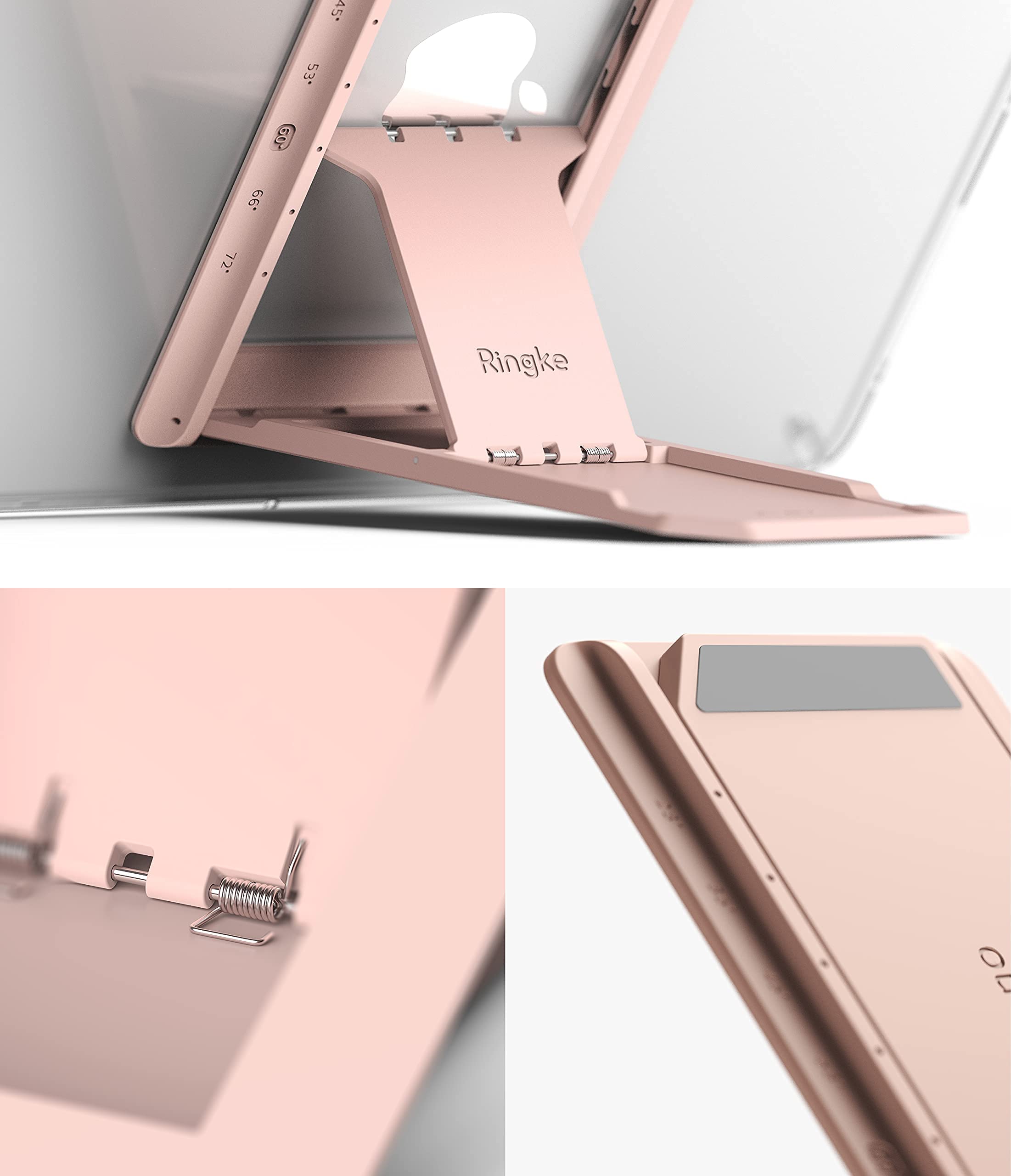 Ringke Outstanding Universal Tablet Stand Spring-Action Kickstand Multi Angle Adhesive Attachment for iPad Tablets, E-Reader, and More - Peach Pink - Image 6