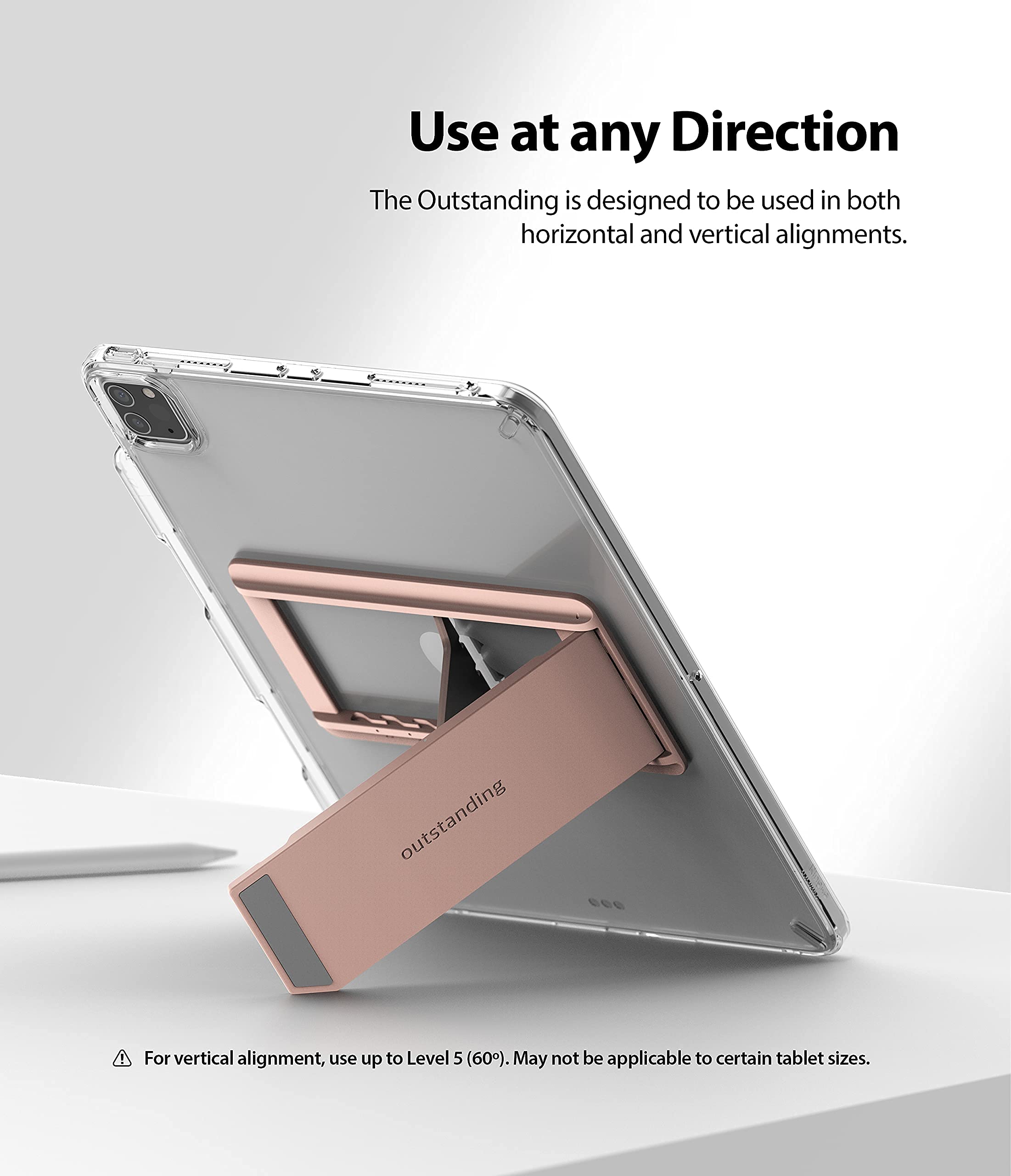 Ringke Outstanding Universal Tablet Stand Spring-Action Kickstand Multi Angle Adhesive Attachment for iPad Tablets, E-Reader, and More - Peach Pink - Image 7