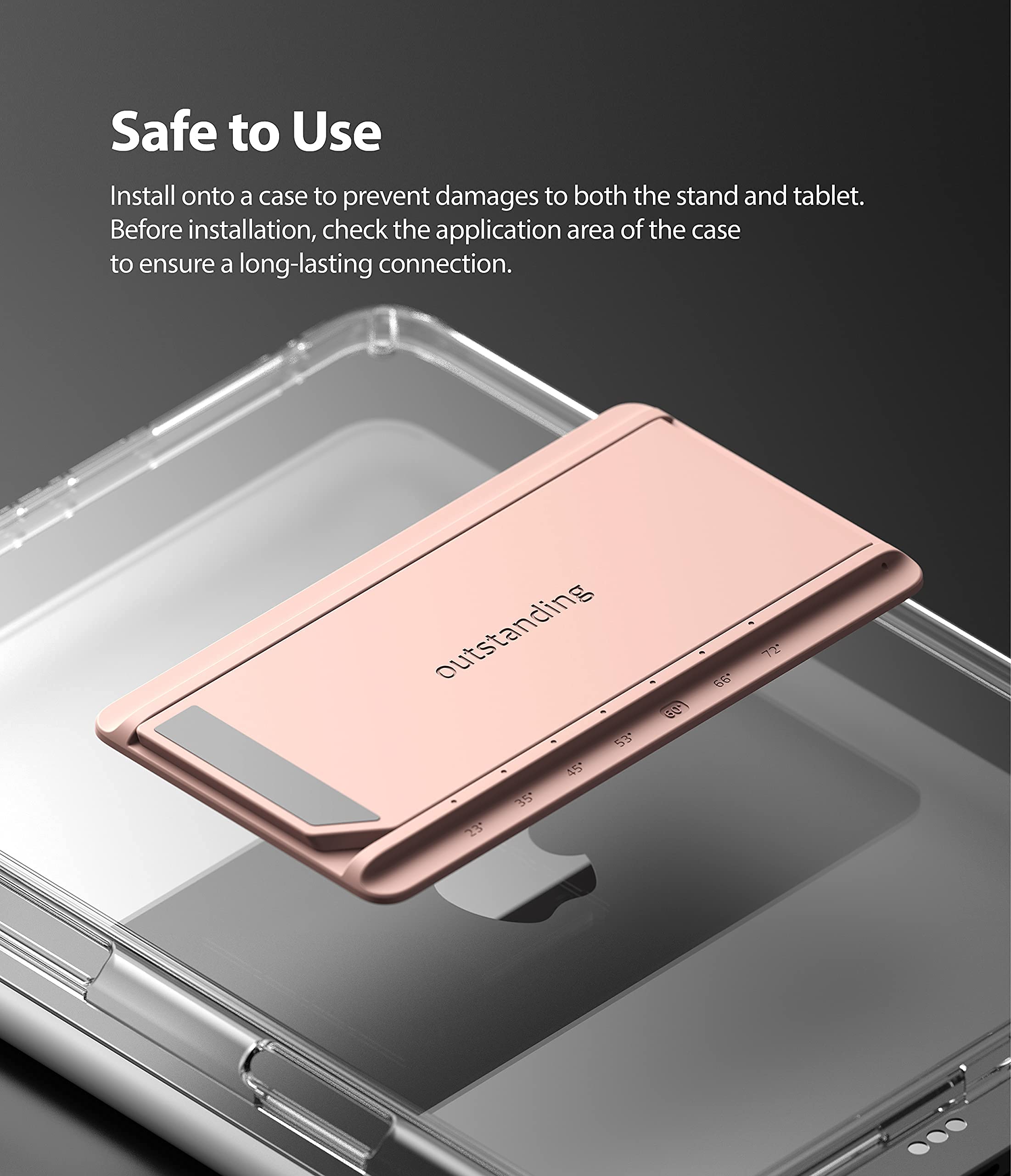 Ringke Outstanding Universal Tablet Stand Spring-Action Kickstand Multi Angle Adhesive Attachment for iPad Tablets, E-Reader, and More - Peach Pink - Image 8