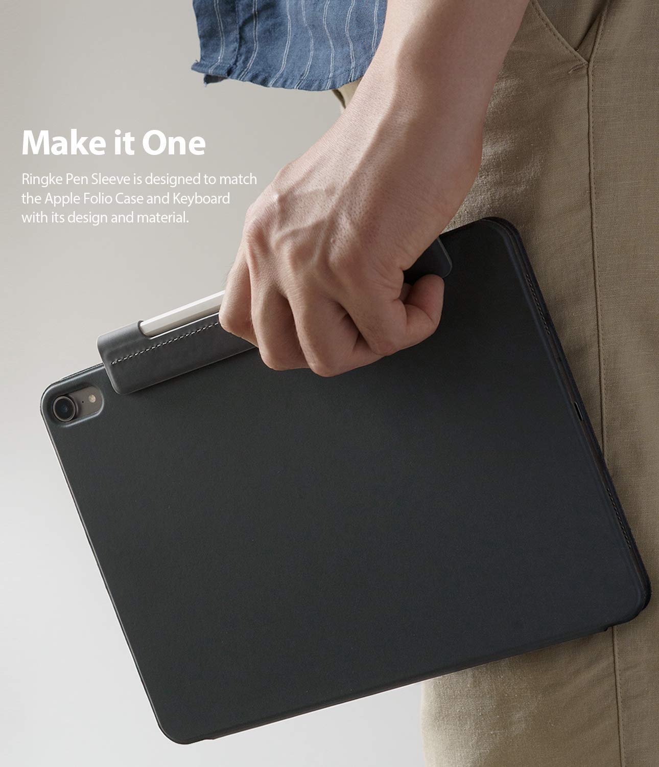 Ringke Pen Sleeve Charcoal Gray Designed for Apple Pencil, Journal, Tablets, and More - Image 3