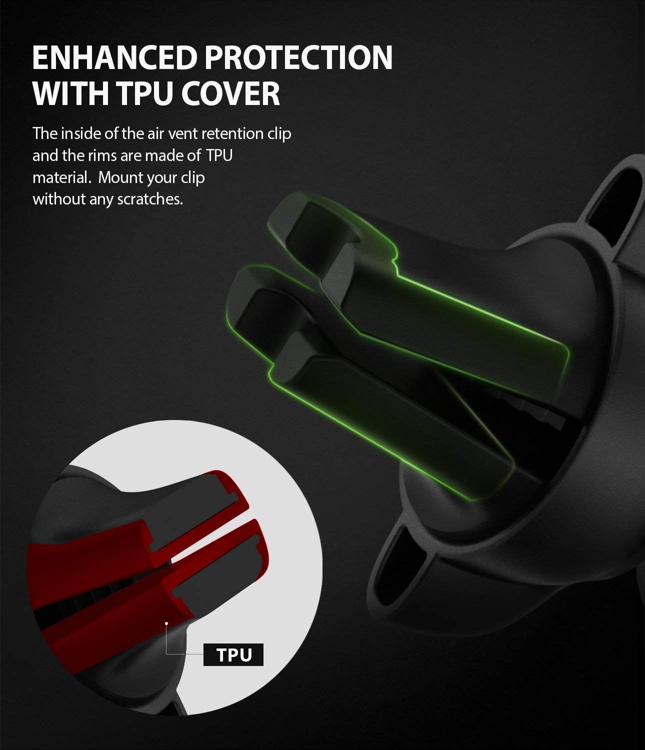 Ringke Power Clip Air Vent Car Phone Holder Mount Double Knob Space Saving Technology Premium Magnet Universal Dashboard Stand 2 in 1 Package - Image 3