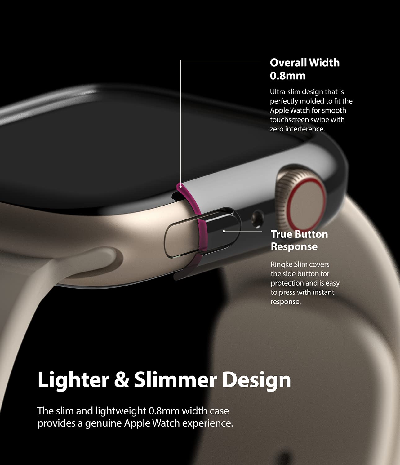 Ringke Slim [No More Discoloration / 2 Pack] Compatible with Apple Watch Series 9, 8, 7 Case (45mm) for Minimalist, Solid Transparent Cover for Women, Men - Clear + Dark Chrome - Image 5