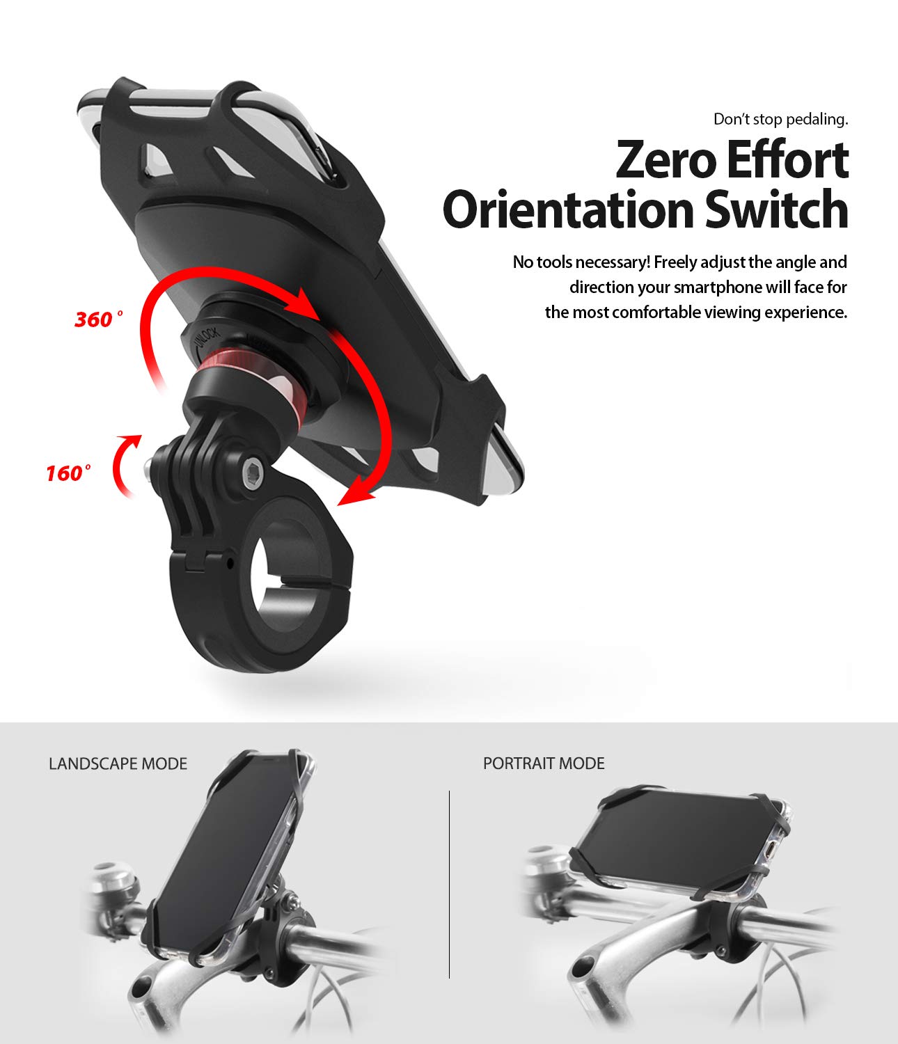 Ringke Spider Grip Mount Holder, Bike Mount Phone Holder Universal Smartphones Handler Clamp 360° Rotation Bicycle Cradle Accessories - Image 8